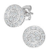 0.22ct Round Diamond Pave Set  Stud Earrings in  9ct White Gold